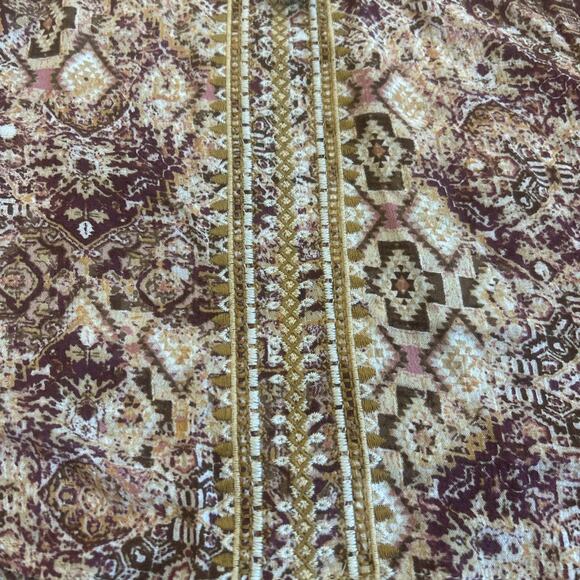 NWT Savanna Jane Medium Brown Andree Embroidered Top Pullover Boho Tunic Shirt - Picture 3 of 11